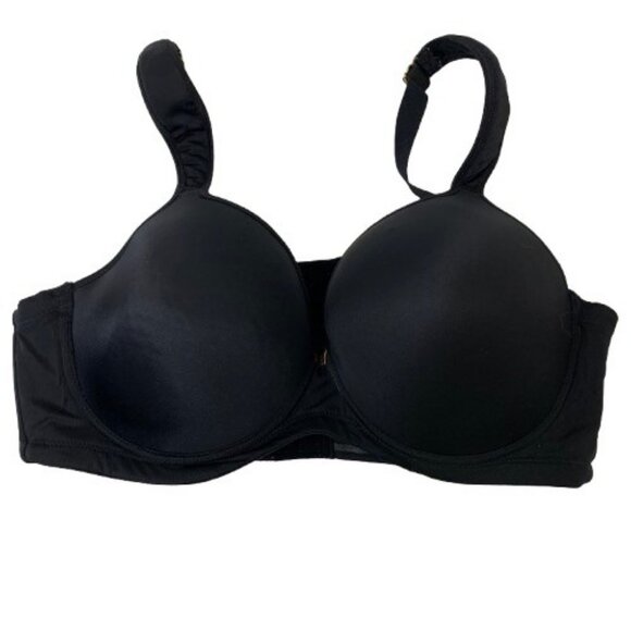 Ashley Stuart Smoothing Plunge Butterfly Bra in Black - Size 38D - Picture 2 of 9